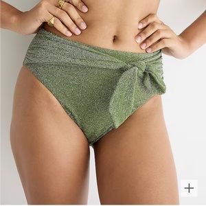 JCREW SCOOPNECK BIKINI TOP SPARKLE and HIGH-CUT TIE-WAIST BIKINI BOTTOM SPARKLE